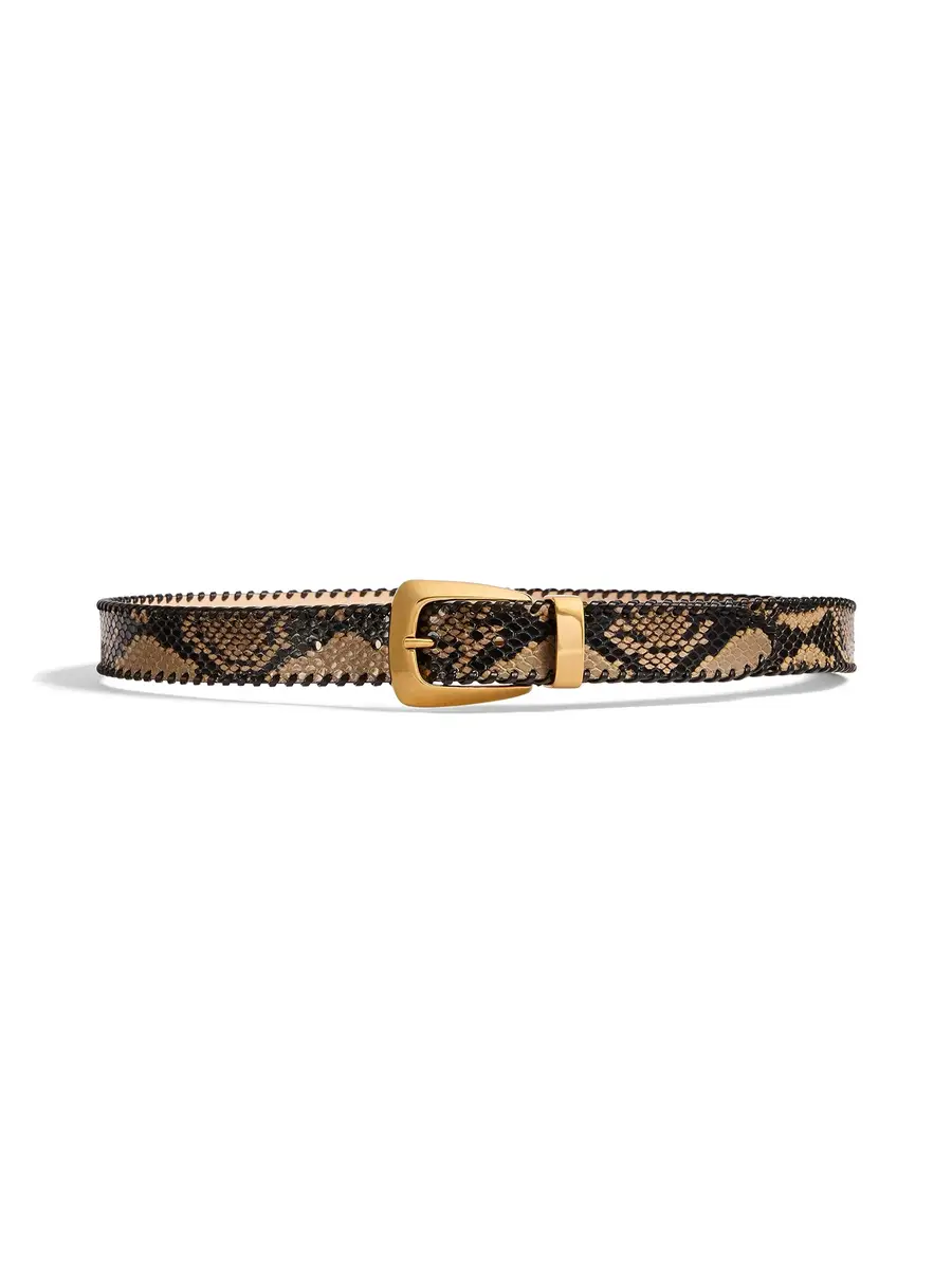 Khaite Python-Embossed Whipstiched Benny Belt | Image 1 Khaite Python-Embossed Whipstiched Benny Belt | Image 1