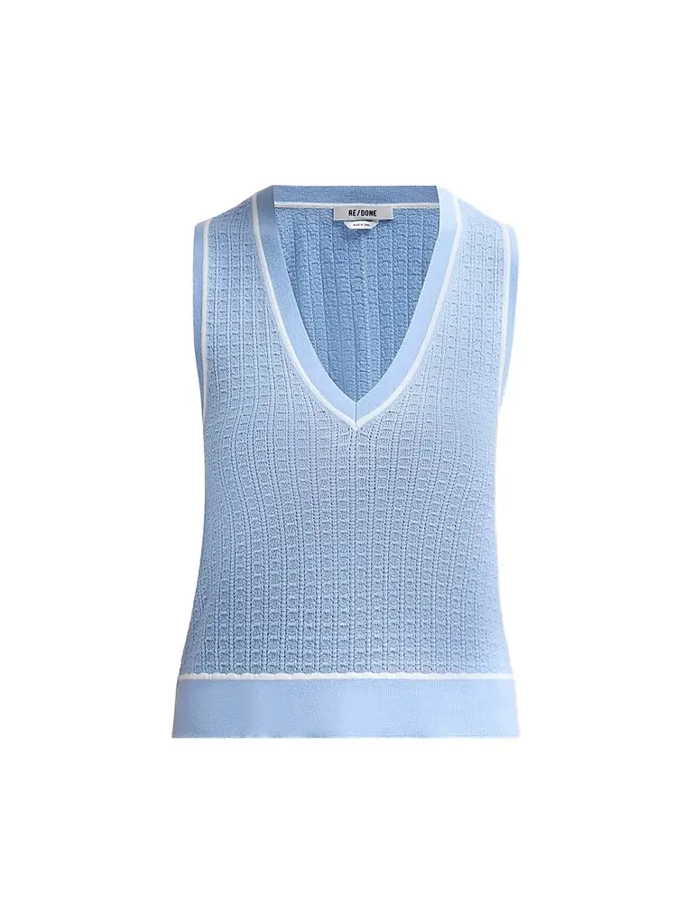 RE/DONE Women's Avery Sweater Vest - Seaside White | Image 1 RE/DONE Women's Avery Sweater Vest - Seaside White | Image 1