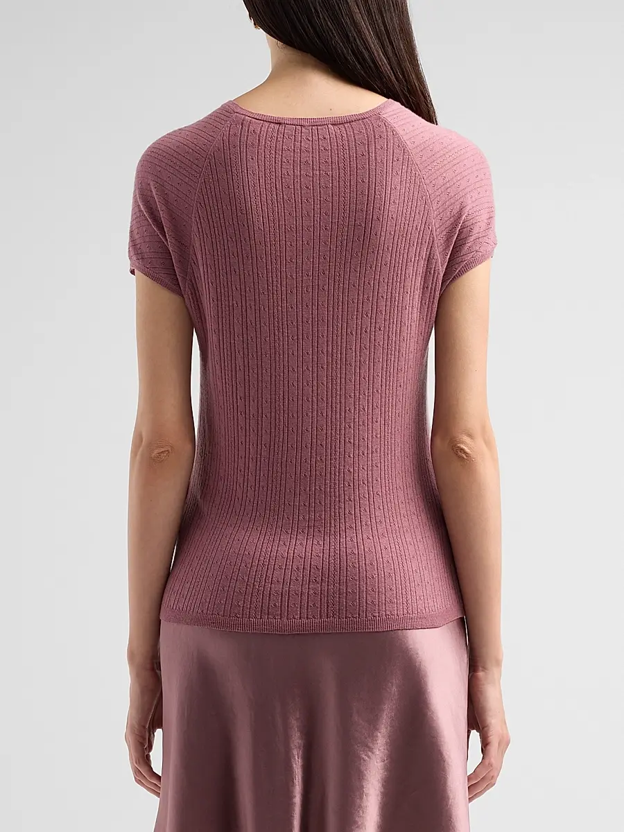 Vince Women's Pointelle Wool T-Shirt | Thumbnail 3 Vince Women's Pointelle Wool T-Shirt | Thumbnail 3