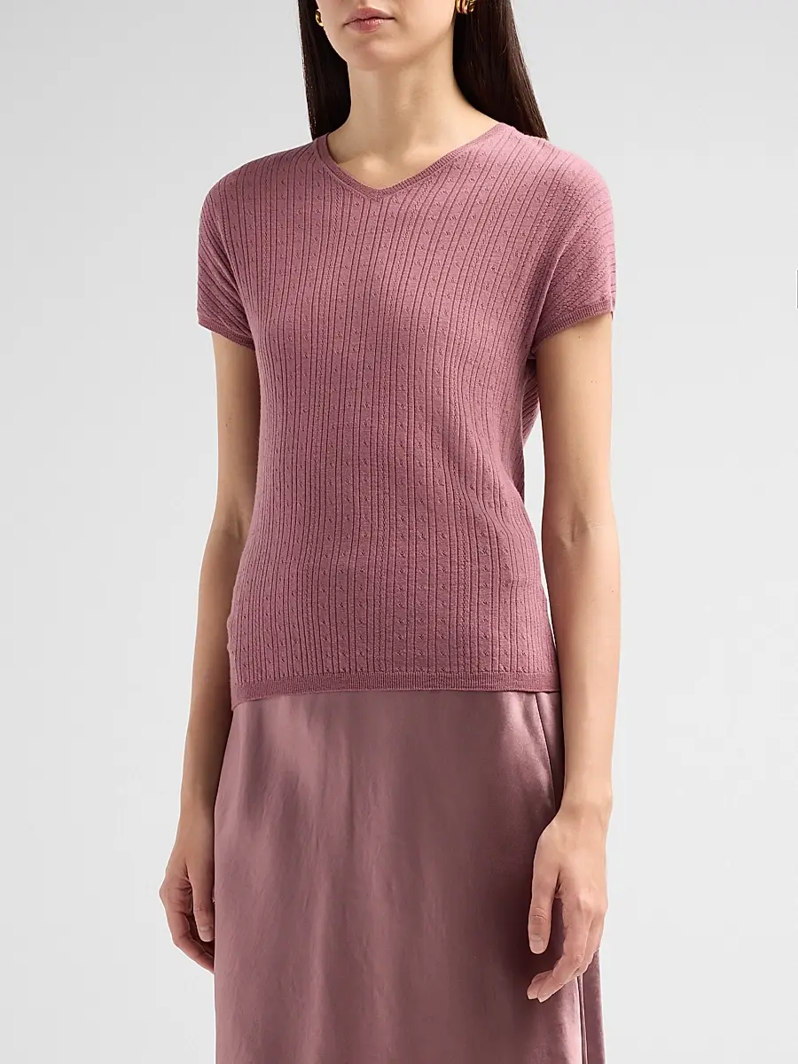 Vince Women's Pointelle Wool T-Shirt | Thumbnail 4 Vince Women's Pointelle Wool T-Shirt | Thumbnail 4
