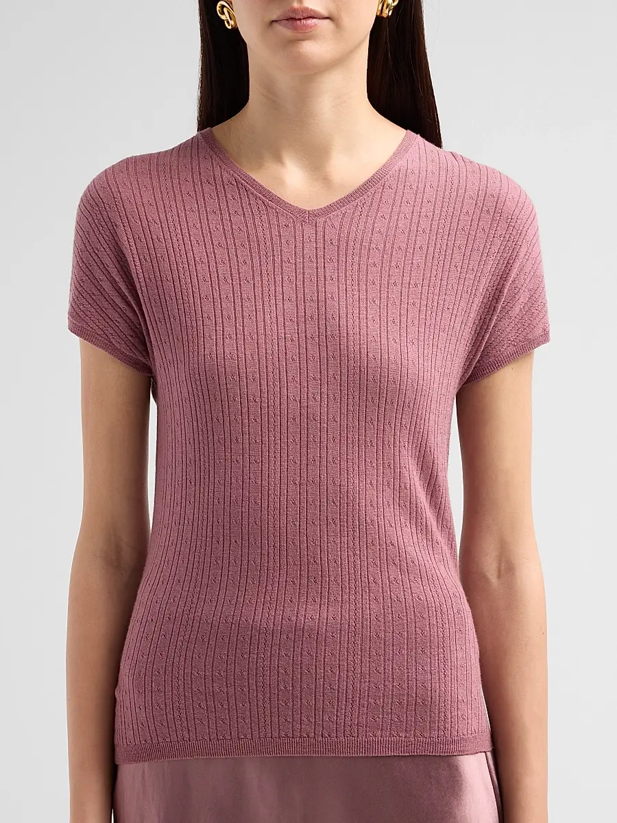 Vince Women's Pointelle Wool T-Shirt | Thumbnail 5 Vince Women's Pointelle Wool T-Shirt | Thumbnail 5