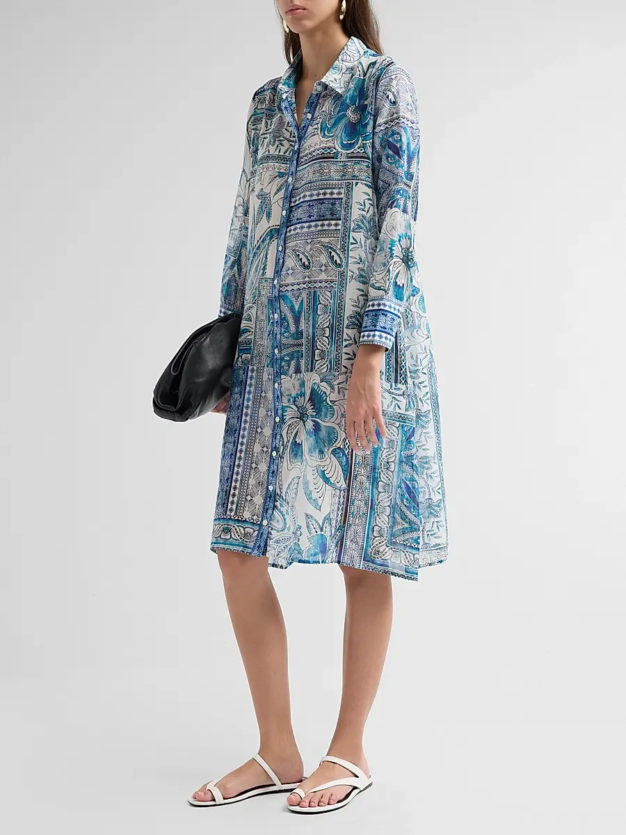 Johnny Was Women's Athene Relaxed Cotton-Silk Shirtdress | Thumbnail 4 Johnny Was Women's Athene Relaxed Cotton-Silk Shirtdress | Thumbnail 4