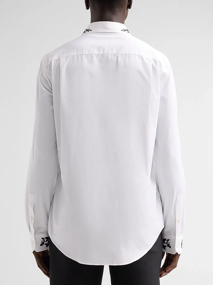 Alexander McQueen Men's Floral Embroidered Cotton Shirt | Thumbnail 3 Alexander McQueen Men's Floral Embroidered Cotton Shirt | Thumbnail 3