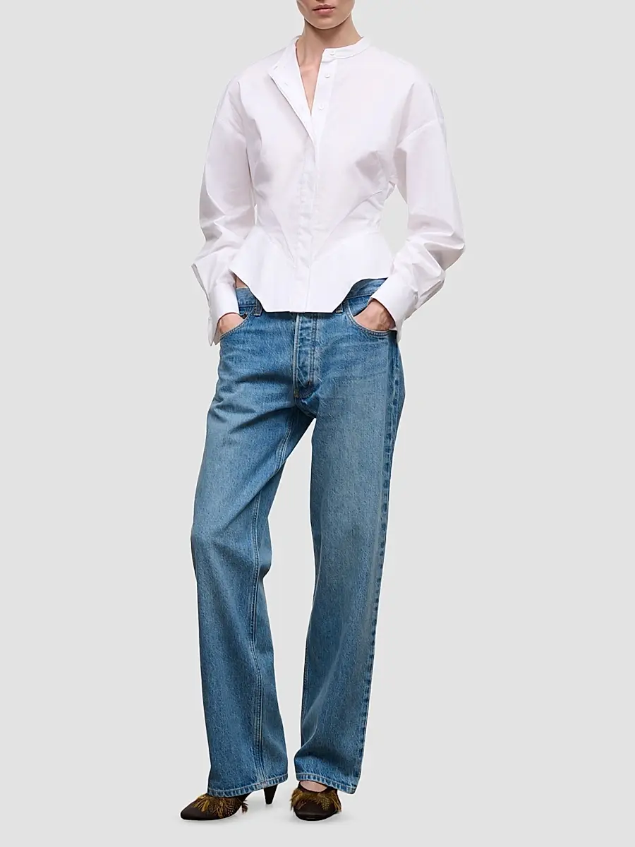 Staud Women's Rhys Stretch-Cotton Peplum Shirt | Thumbnail 2 Staud Women's Rhys Stretch-Cotton Peplum Shirt | Thumbnail 2