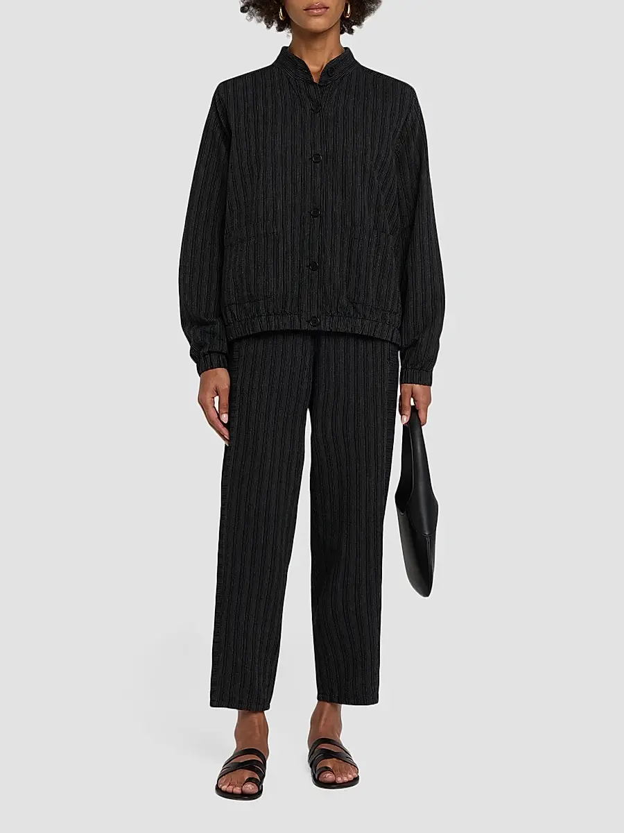 Eileen Fisher Women's Yarn-Dyed Stripe Cotton Jacket | Thumbnail 2 Eileen Fisher Women's Yarn-Dyed Stripe Cotton Jacket | Thumbnail 2