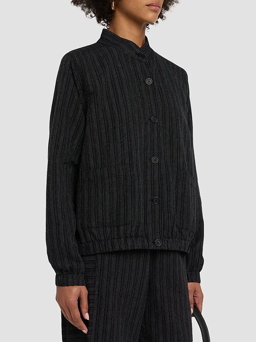 Eileen Fisher Women's Yarn-Dyed Stripe Cotton Jacket | Thumbnail 4 Eileen Fisher Women's Yarn-Dyed Stripe Cotton Jacket | Thumbnail 4
