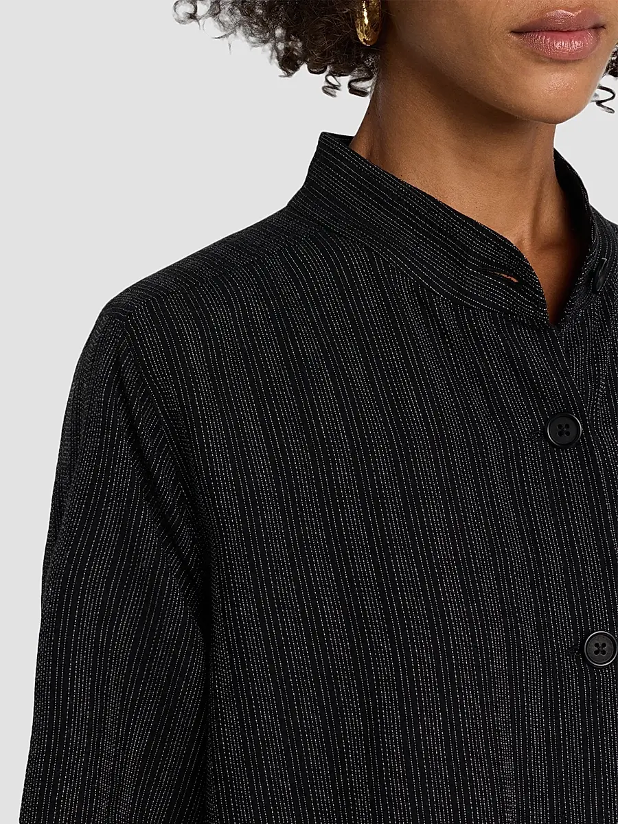 Eileen Fisher Women's Yarn-Dyed Stripe Cotton Jacket | Thumbnail 5 Eileen Fisher Women's Yarn-Dyed Stripe Cotton Jacket | Thumbnail 5