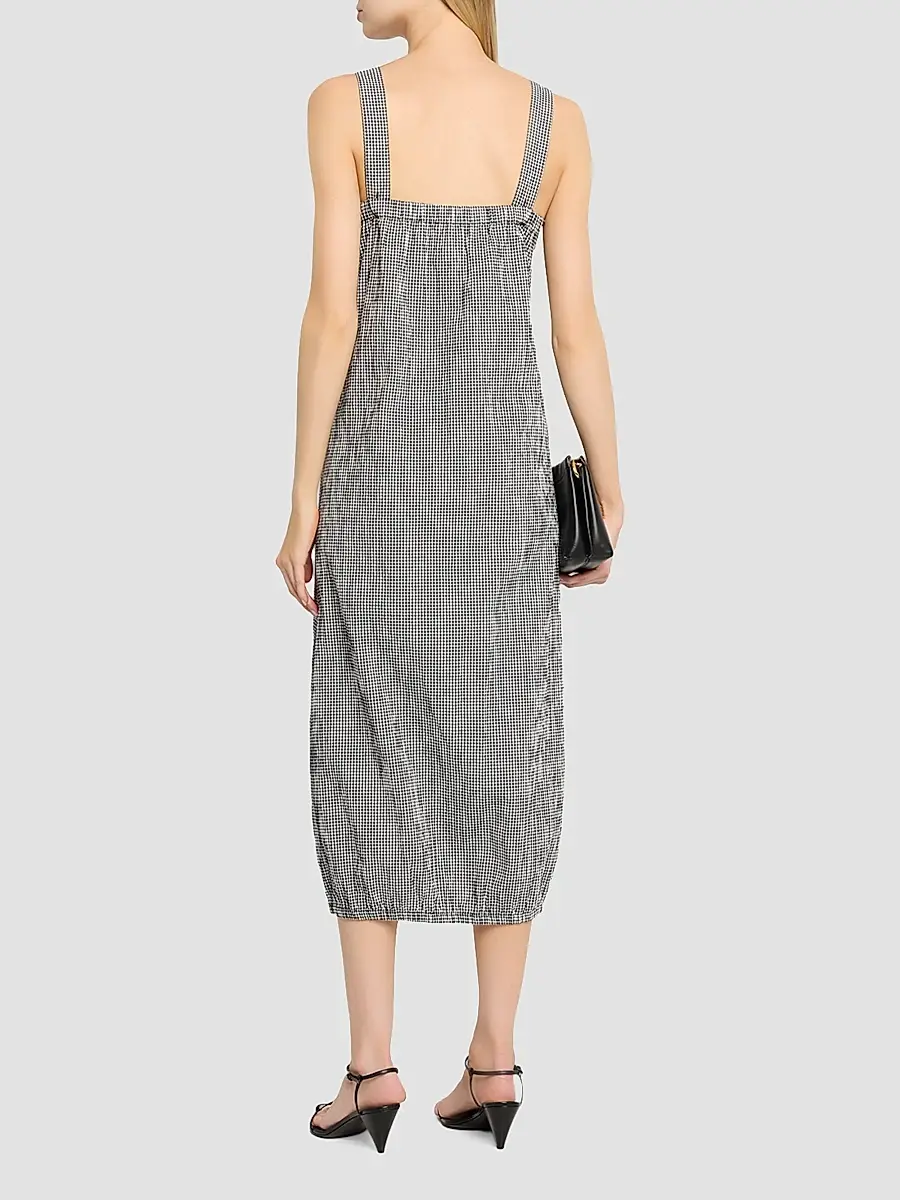 Eileen Fisher Women's Crinkled Check Lantern Midi Dress | Thumbnail 3