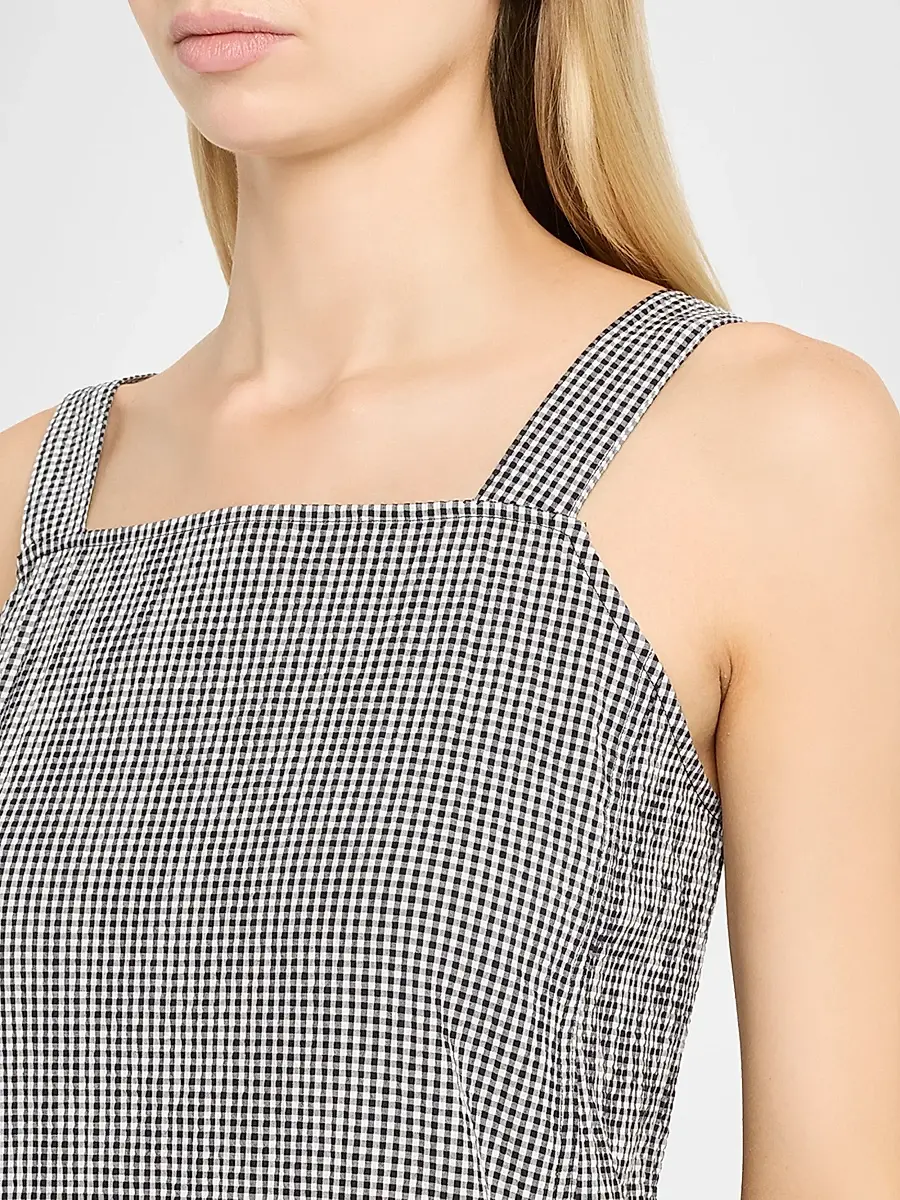 Eileen Fisher Women's Crinkled Check Lantern Midi Dress | Thumbnail 5
