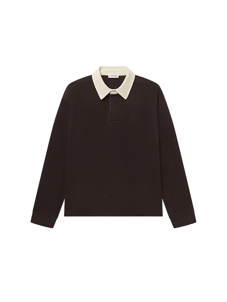 Frame Men's Cotton Rugby Shirt - Deep Brown | Image 1 Frame Men's Cotton Rugby Shirt - Deep Brown | Image 1