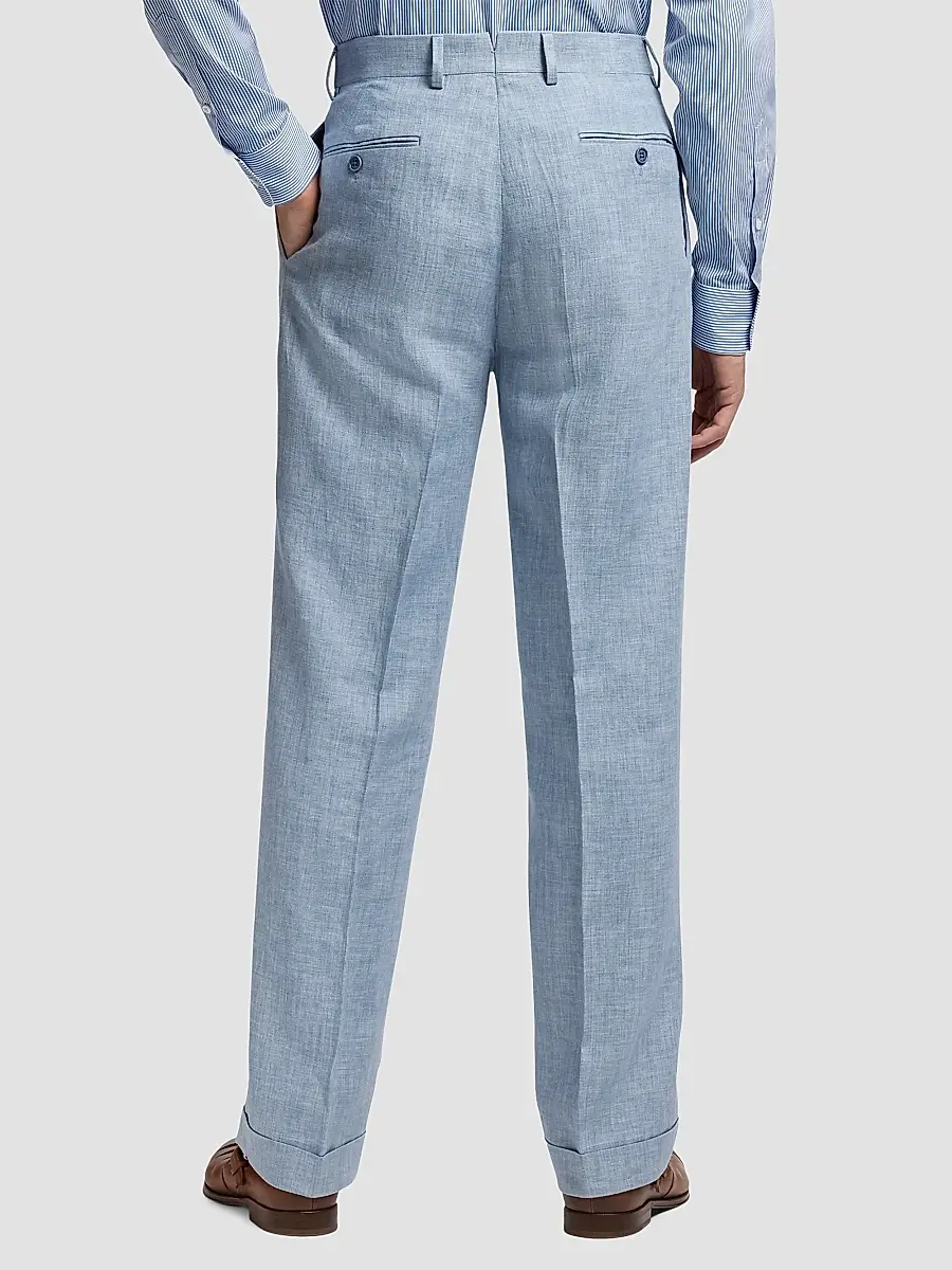 Ralph Lauren Purple Label Men's Pleated Linen-Blend Trousers | Thumbnail 3 Ralph Lauren Purple Label Men's Pleated Linen-Blend Trousers | Thumbnail 3