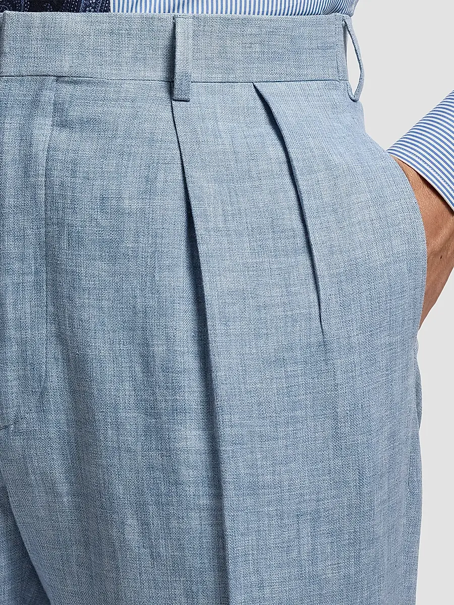 Ralph Lauren Purple Label Men's Pleated Linen-Blend Trousers | Thumbnail 5 Ralph Lauren Purple Label Men's Pleated Linen-Blend Trousers | Thumbnail 5