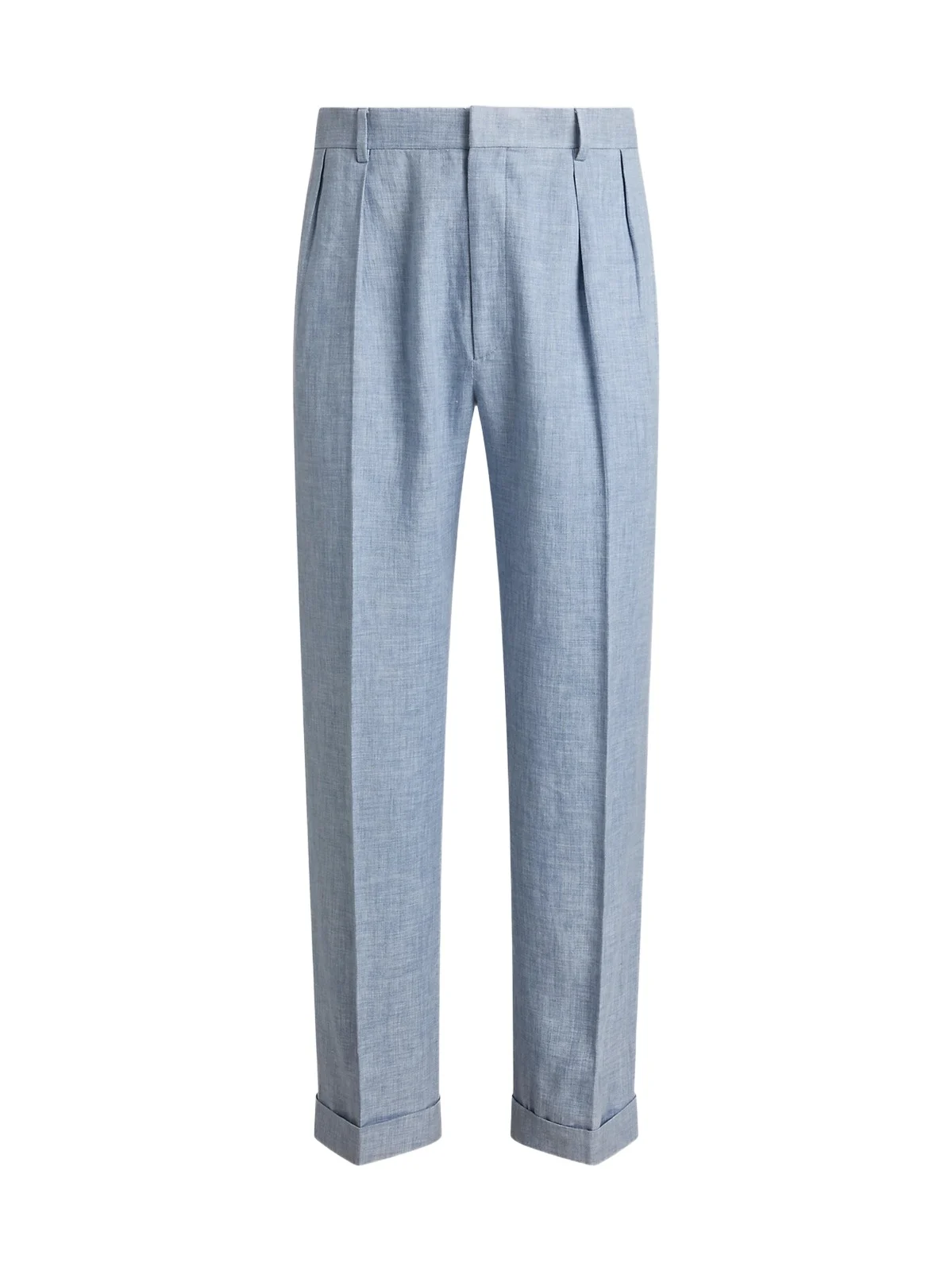 Men's Pleated Linen-Blend Trousers