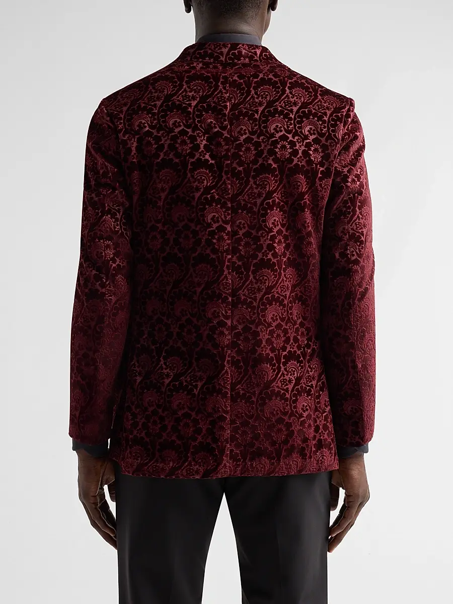 Sartorio Napoli Men's Paisley Velvet Single-Button Dinner Jacket | Thumbnail 3 Sartorio Napoli Men's Paisley Velvet Single-Button Dinner Jacket | Thumbnail 3