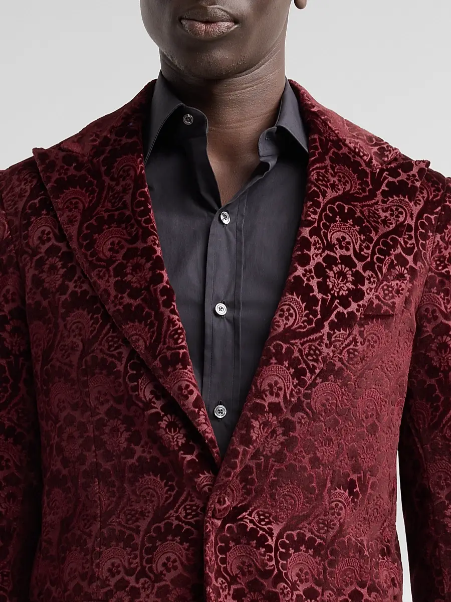 Sartorio Napoli Men's Paisley Velvet Single-Button Dinner Jacket | Thumbnail 5 Sartorio Napoli Men's Paisley Velvet Single-Button Dinner Jacket | Thumbnail 5