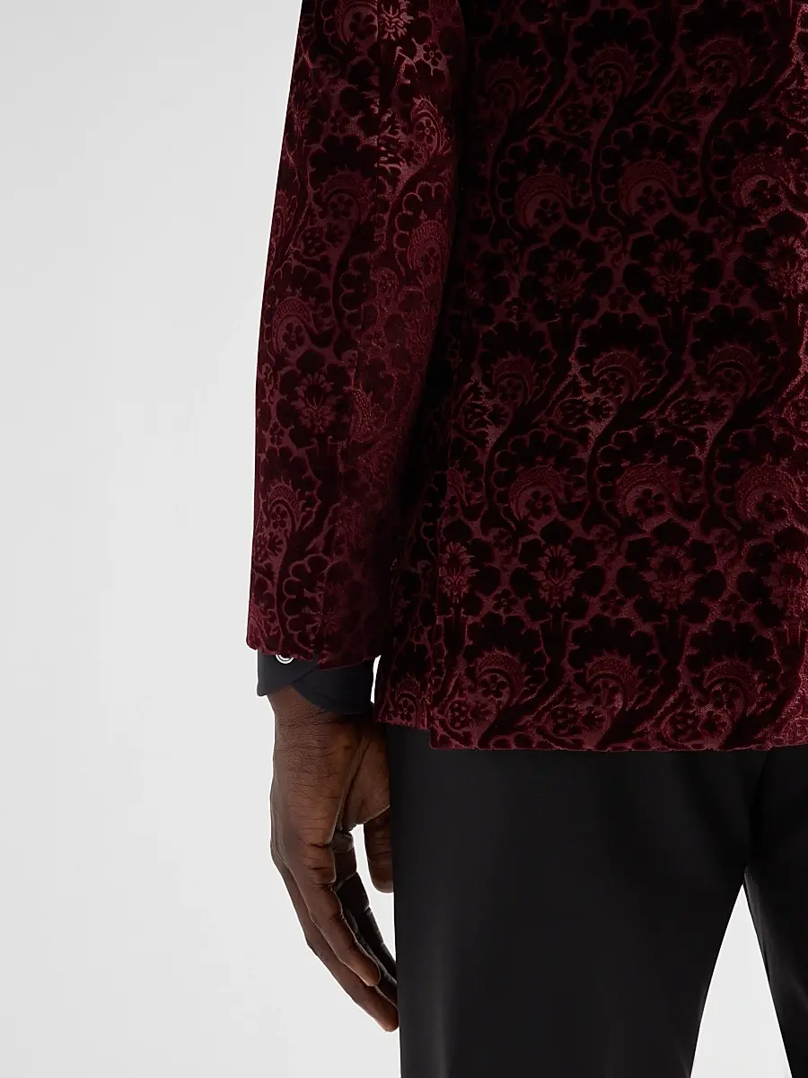 Sartorio Napoli Men's Paisley Velvet Single-Button Dinner Jacket | Thumbnail 8 Sartorio Napoli Men's Paisley Velvet Single-Button Dinner Jacket | Thumbnail 8