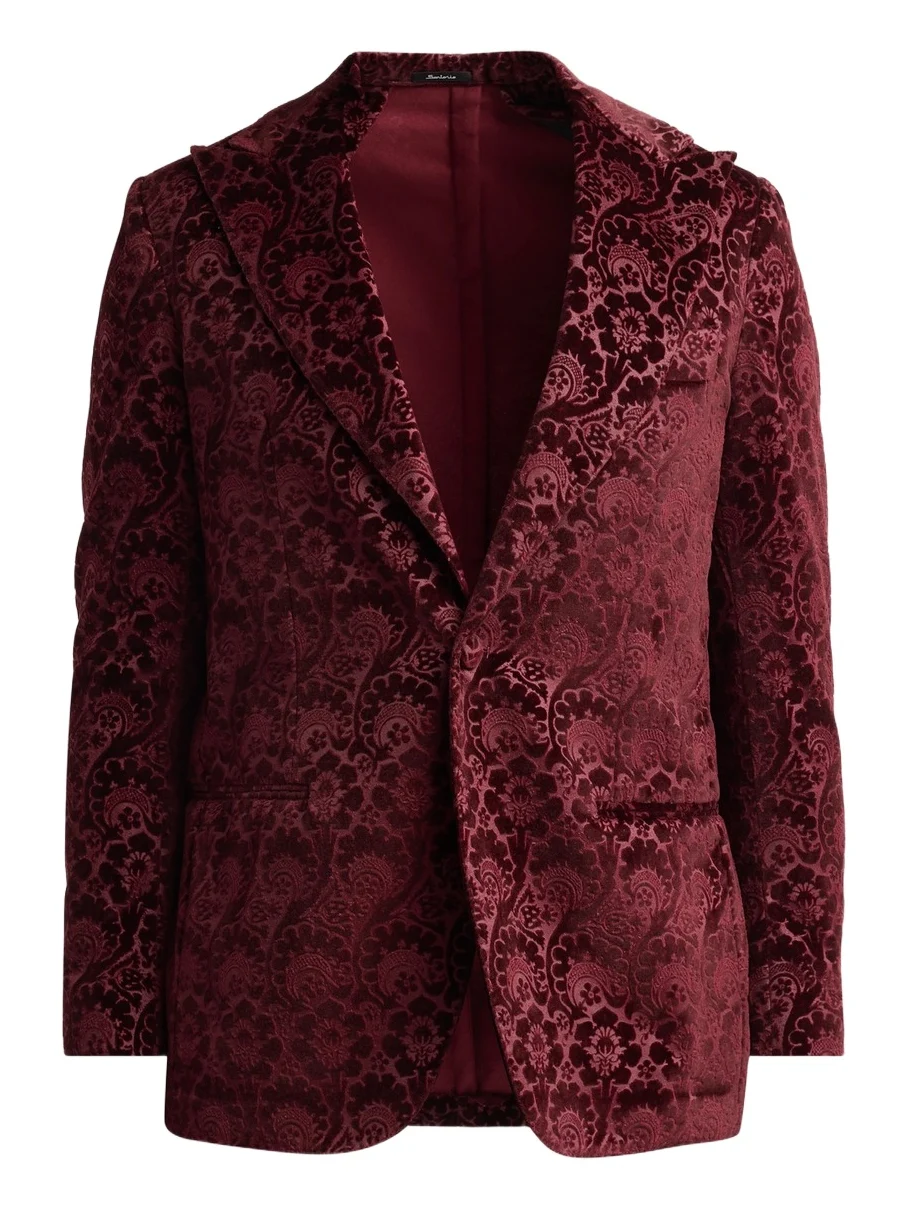 Men's Paisley Velvet Single-Button Dinner Jacket Men's Paisley Velvet Single-Button Dinner Jacket