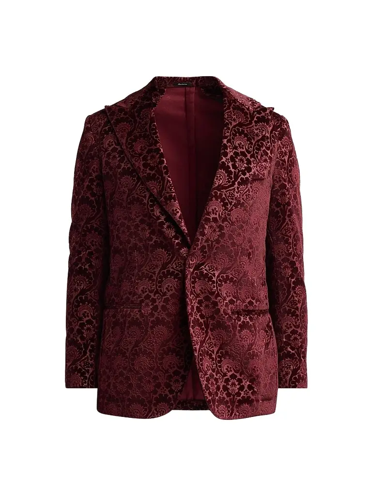 Sartorio Napoli Men's Paisley Velvet Single-Button Dinner Jacket - Burgundy | Image 1 Sartorio Napoli Men's Paisley Velvet Single-Button Dinner Jacket - Burgundy | Image 1