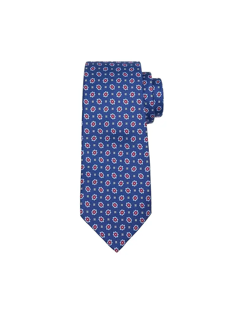Kiton Men's Micro Floral Medallion Silk Tie - Navy Blue | Image 1 Kiton Men's Micro Floral Medallion Silk Tie - Navy Blue | Image 1