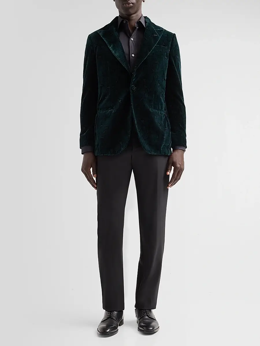 Sartorio Napoli Men's Paisley Velvet Single-Button Dinner Jacket | Thumbnail 2 Sartorio Napoli Men's Paisley Velvet Single-Button Dinner Jacket | Thumbnail 2