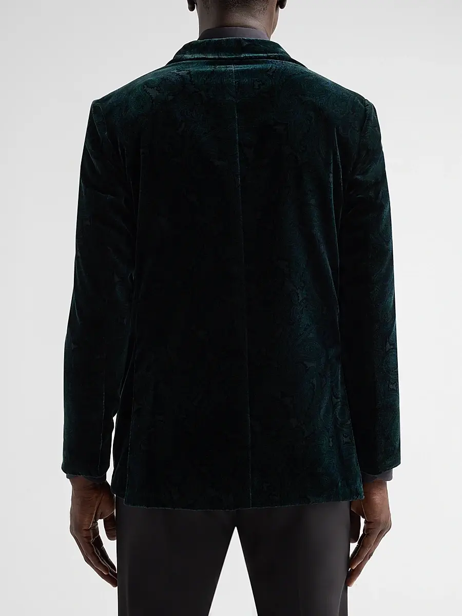 Sartorio Napoli Men's Paisley Velvet Single-Button Dinner Jacket | Thumbnail 3 Sartorio Napoli Men's Paisley Velvet Single-Button Dinner Jacket | Thumbnail 3