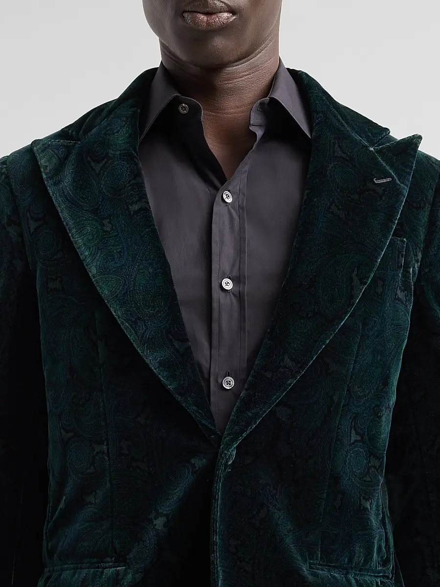 Sartorio Napoli Men's Paisley Velvet Single-Button Dinner Jacket | Thumbnail 5 Sartorio Napoli Men's Paisley Velvet Single-Button Dinner Jacket | Thumbnail 5