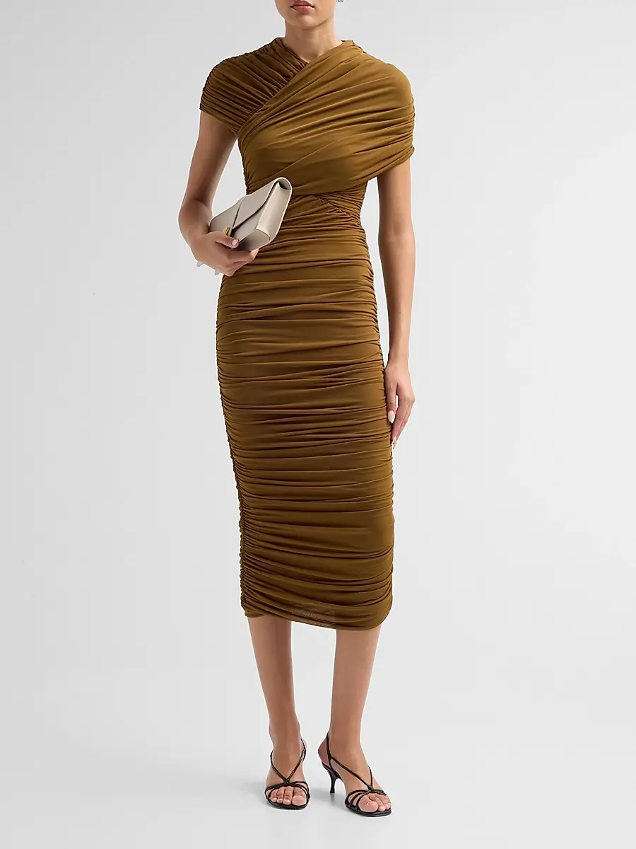 Ronny Kobo Women's Janel Ruched Midi Dress | Thumbnail 2