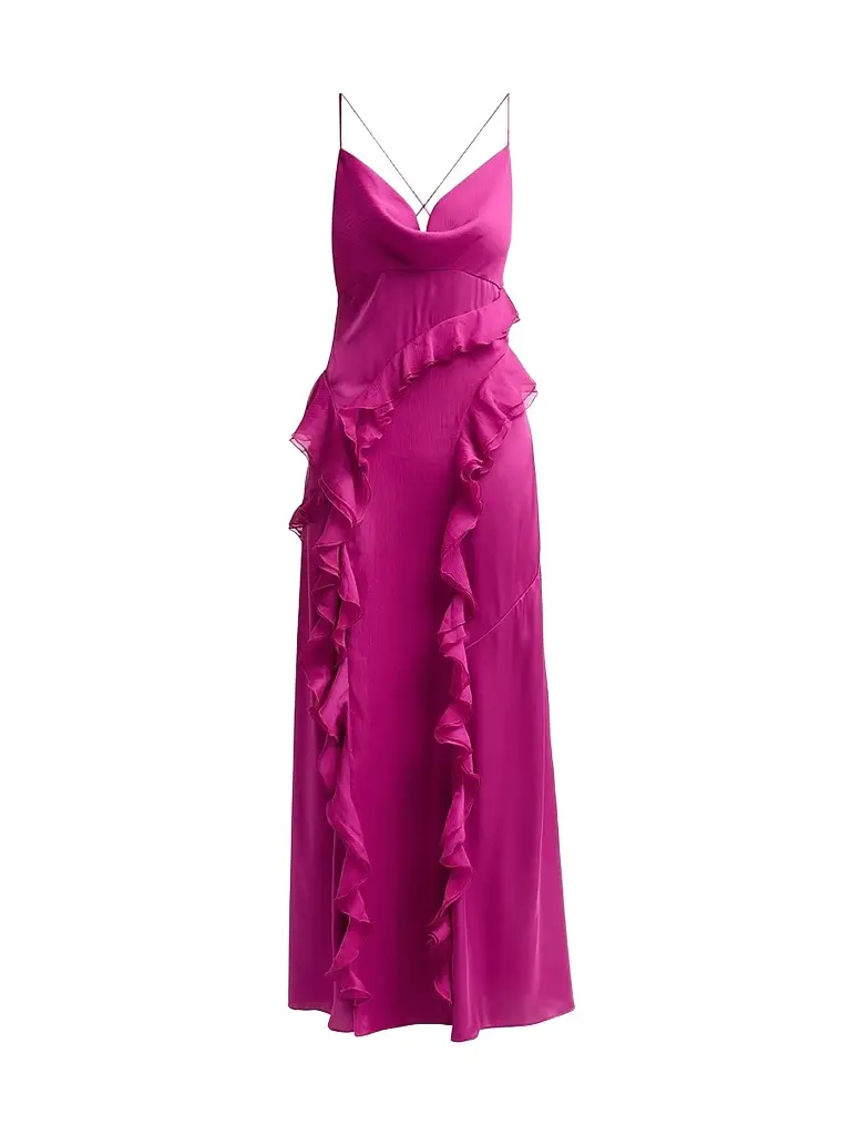 Ronny Kobo Women's Deon Ruffle Maxi Dress - Rouge | Image 1 Ronny Kobo Women's Deon Ruffle Maxi Dress - Rouge | Image 1
