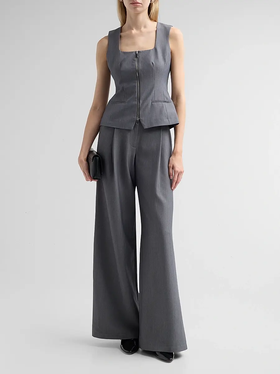 Toccin Women's Yara Melange Suiting Zip Vest | Thumbnail 2 Toccin Women's Yara Melange Suiting Zip Vest | Thumbnail 2