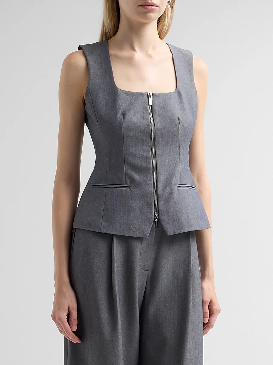 Toccin Women's Yara Melange Suiting Zip Vest | Thumbnail 4 Toccin Women's Yara Melange Suiting Zip Vest | Thumbnail 4