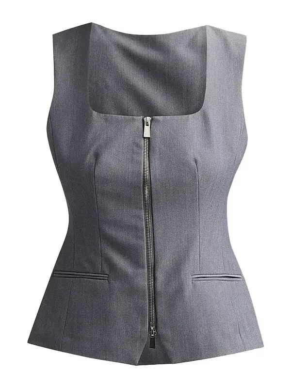 Women's Yara Melange Suiting Zip Vest Women's Yara Melange Suiting Zip Vest