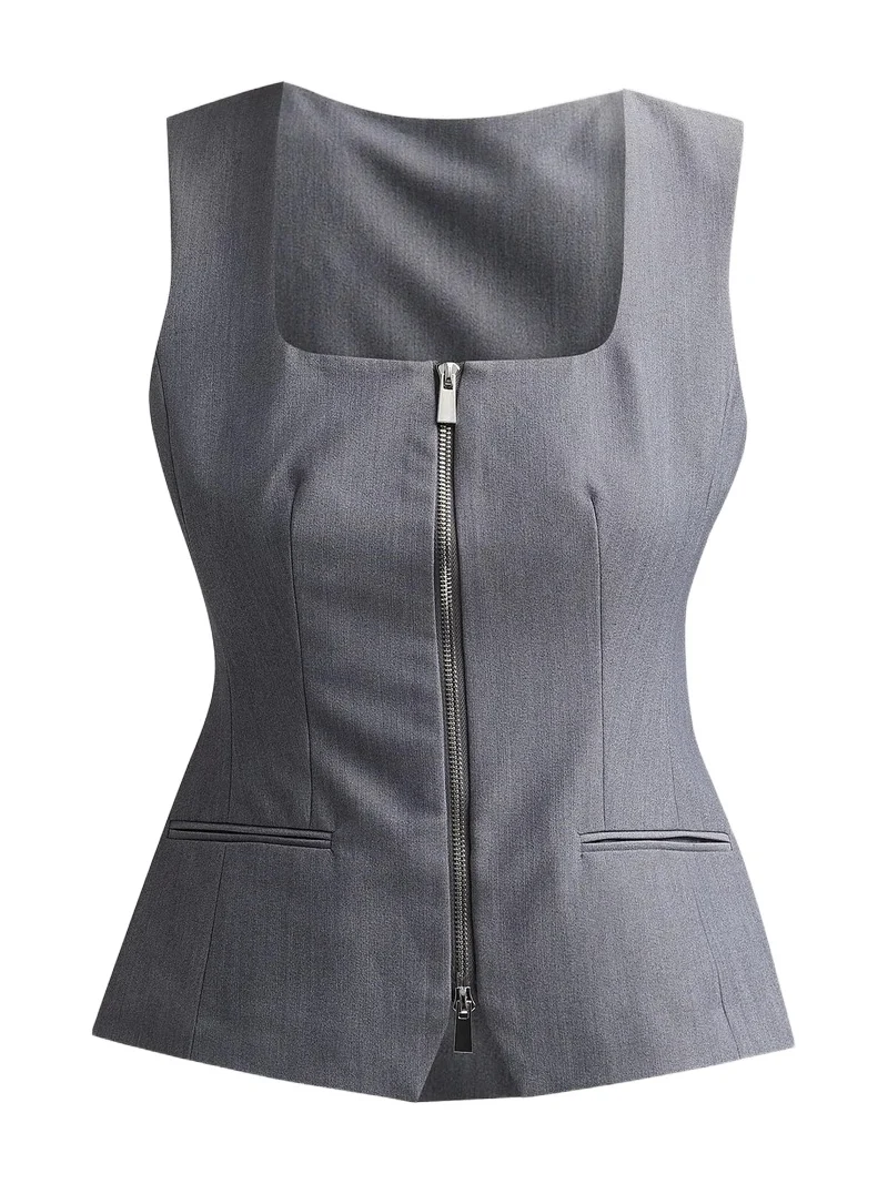 Toccin Women's Yara Melange Suiting Zip Vest
