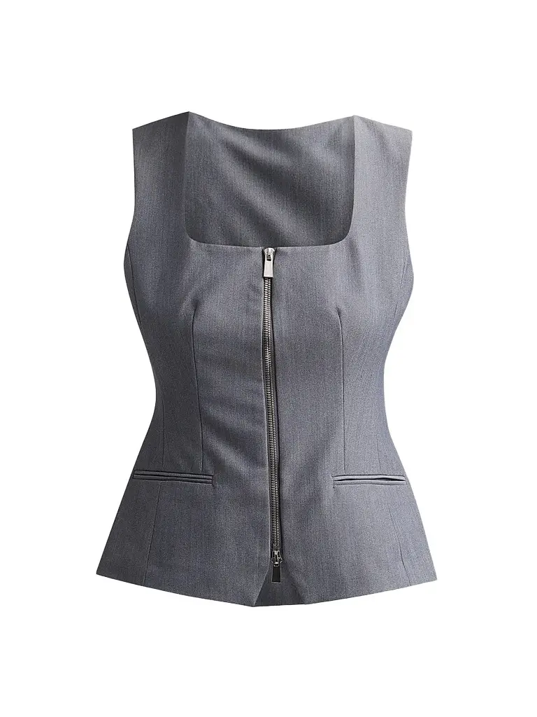 Toccin Women's Yara Melange Suiting Zip Vest