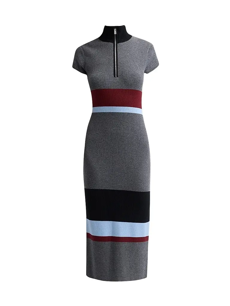 Toccin Women's Dasha Colorblocked Half-Zip Midi Dress