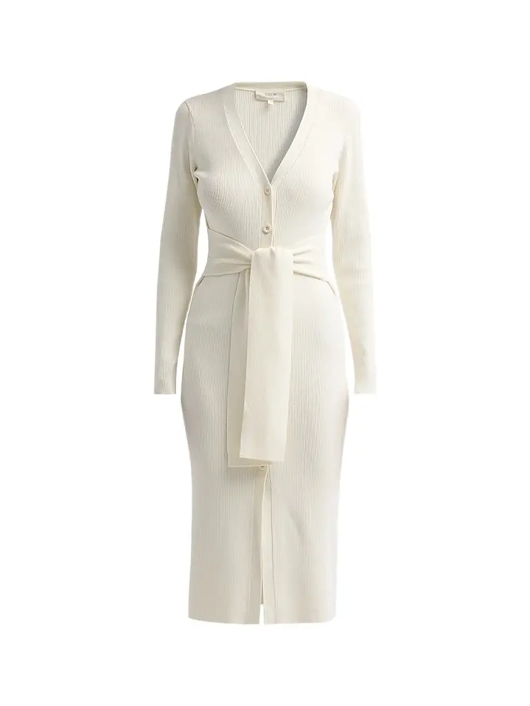Toccin Women's Lara Tie-Waist Cardigan Midi Dress