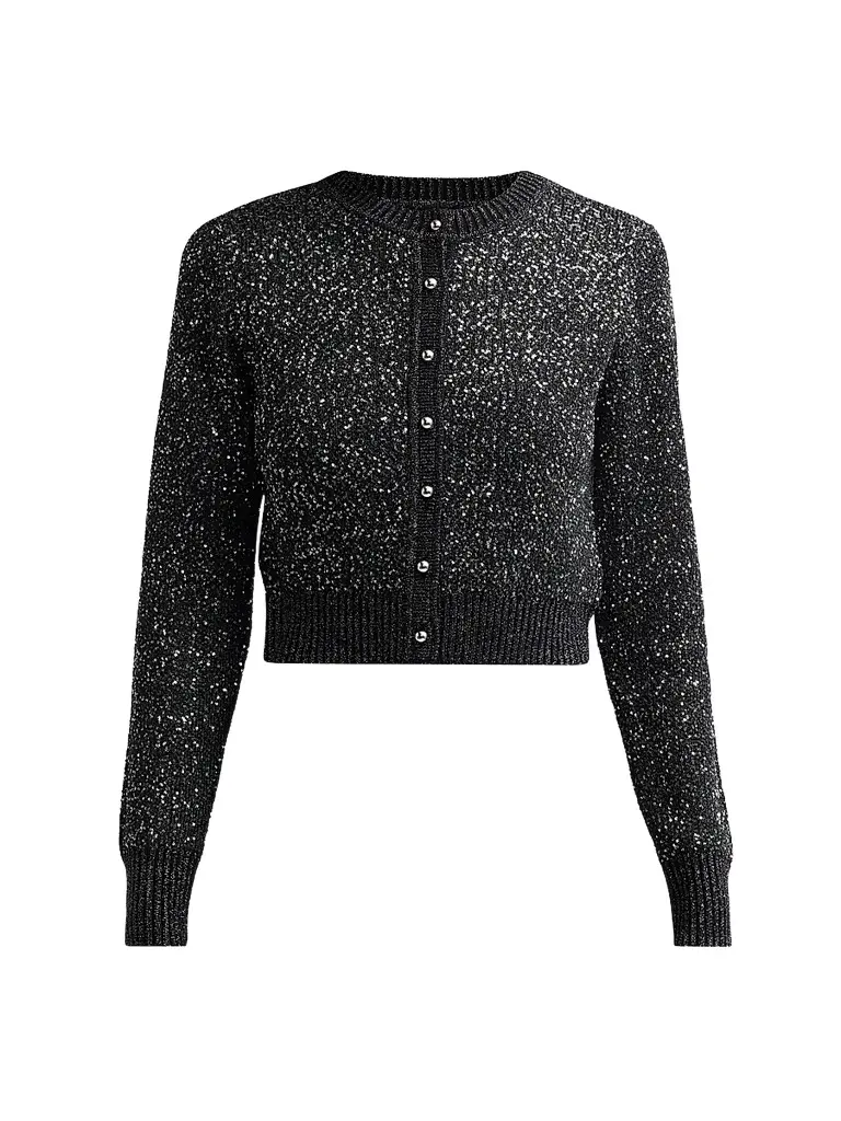Toccin Women's Mollie Sequin Bouclé Cardigan - Onyx | Image 1 Toccin Women's Mollie Sequin Bouclé Cardigan - Onyx | Image 1