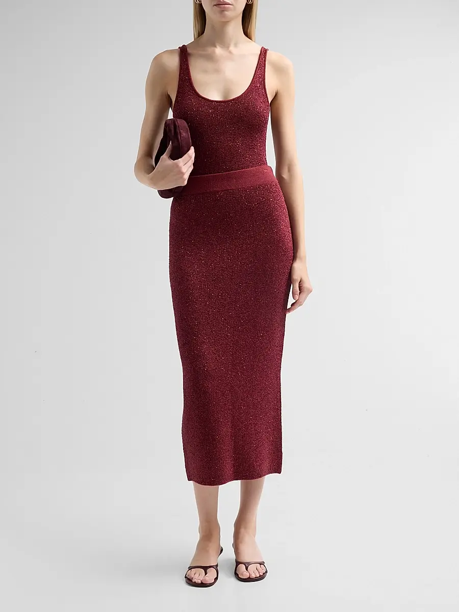 Toccin Women's Alisha Sequin Bouclé Midi Skirt | Thumbnail 2 Toccin Women's Alisha Sequin Bouclé Midi Skirt | Thumbnail 2