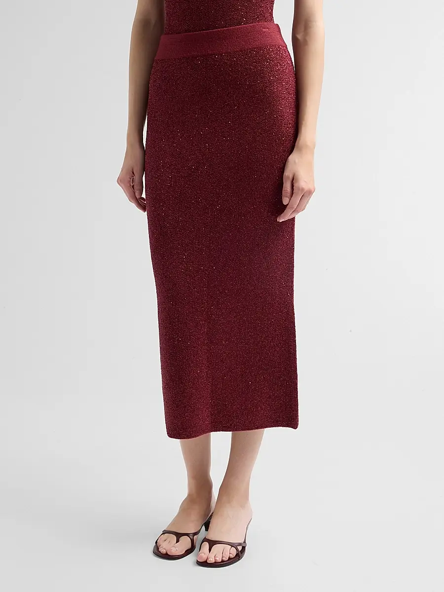 Toccin Women's Alisha Sequin Bouclé Midi Skirt | Thumbnail 4 Toccin Women's Alisha Sequin Bouclé Midi Skirt | Thumbnail 4