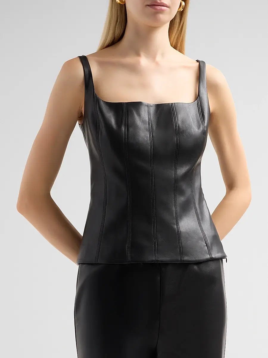 Toccin Women's Bibi Sculpted Faux Leather Top | Thumbnail 4 Toccin Women's Bibi Sculpted Faux Leather Top | Thumbnail 4