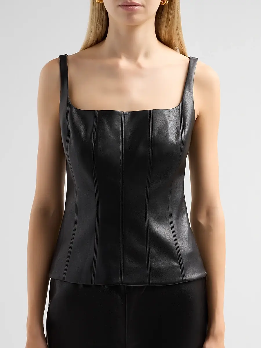 Toccin Women's Bibi Sculpted Faux Leather Top | Thumbnail 5 Toccin Women's Bibi Sculpted Faux Leather Top | Thumbnail 5