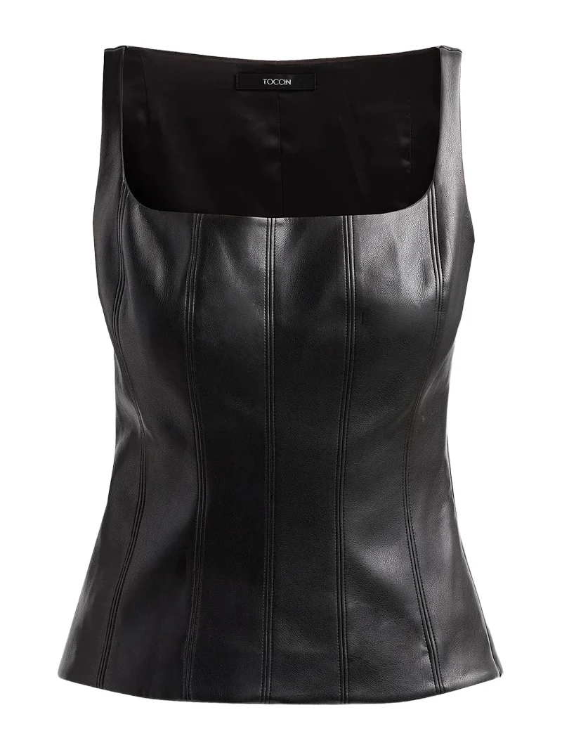 Toccin Women's Bibi Sculpted Faux Leather Top