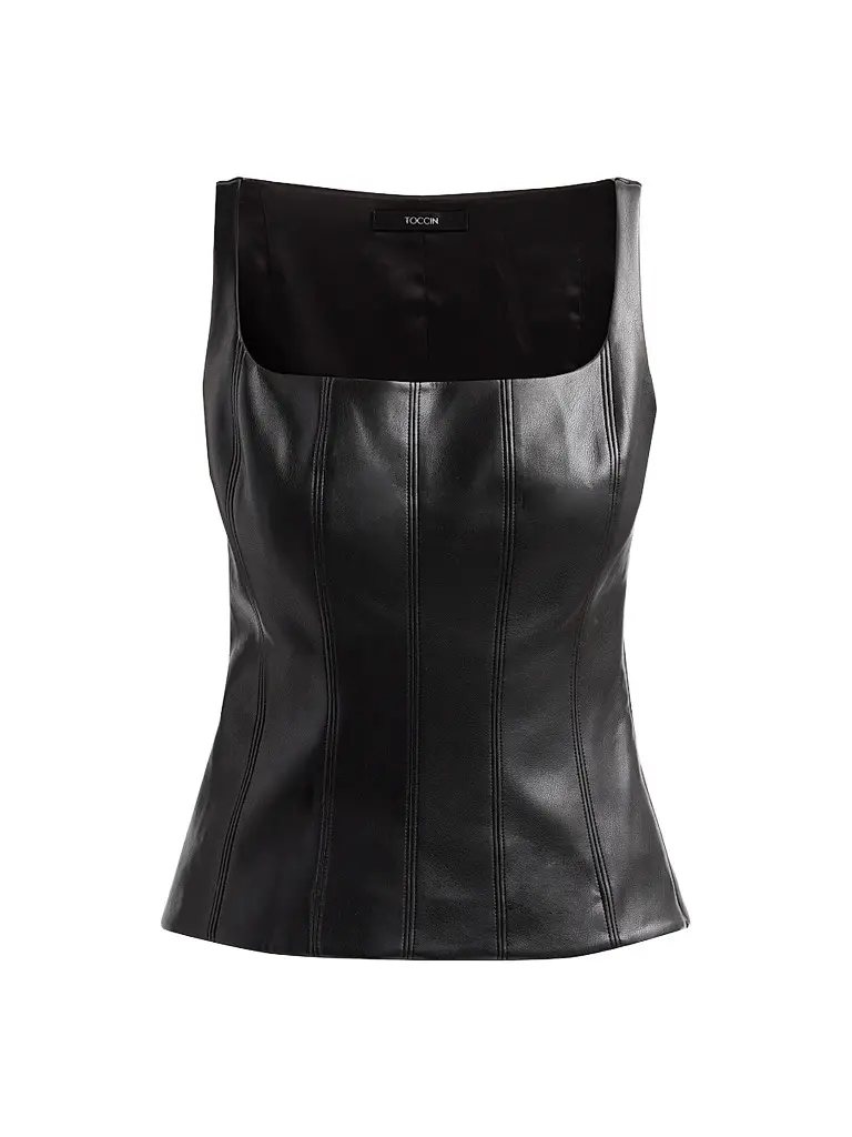 Toccin Women's Bibi Sculpted Faux Leather Top