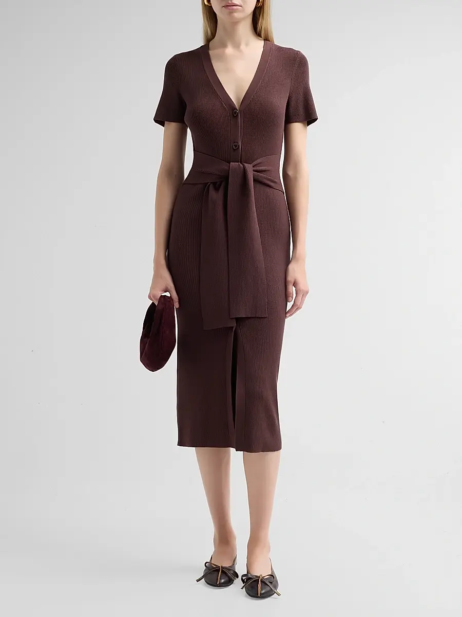 Toccin Women's Agnes Short-Sleeve Cardigan Midi Dress | Thumbnail 2 Toccin Women's Agnes Short-Sleeve Cardigan Midi Dress | Thumbnail 2