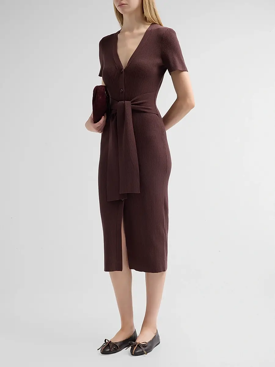 Toccin Women's Agnes Short-Sleeve Cardigan Midi Dress | Thumbnail 4 Toccin Women's Agnes Short-Sleeve Cardigan Midi Dress | Thumbnail 4