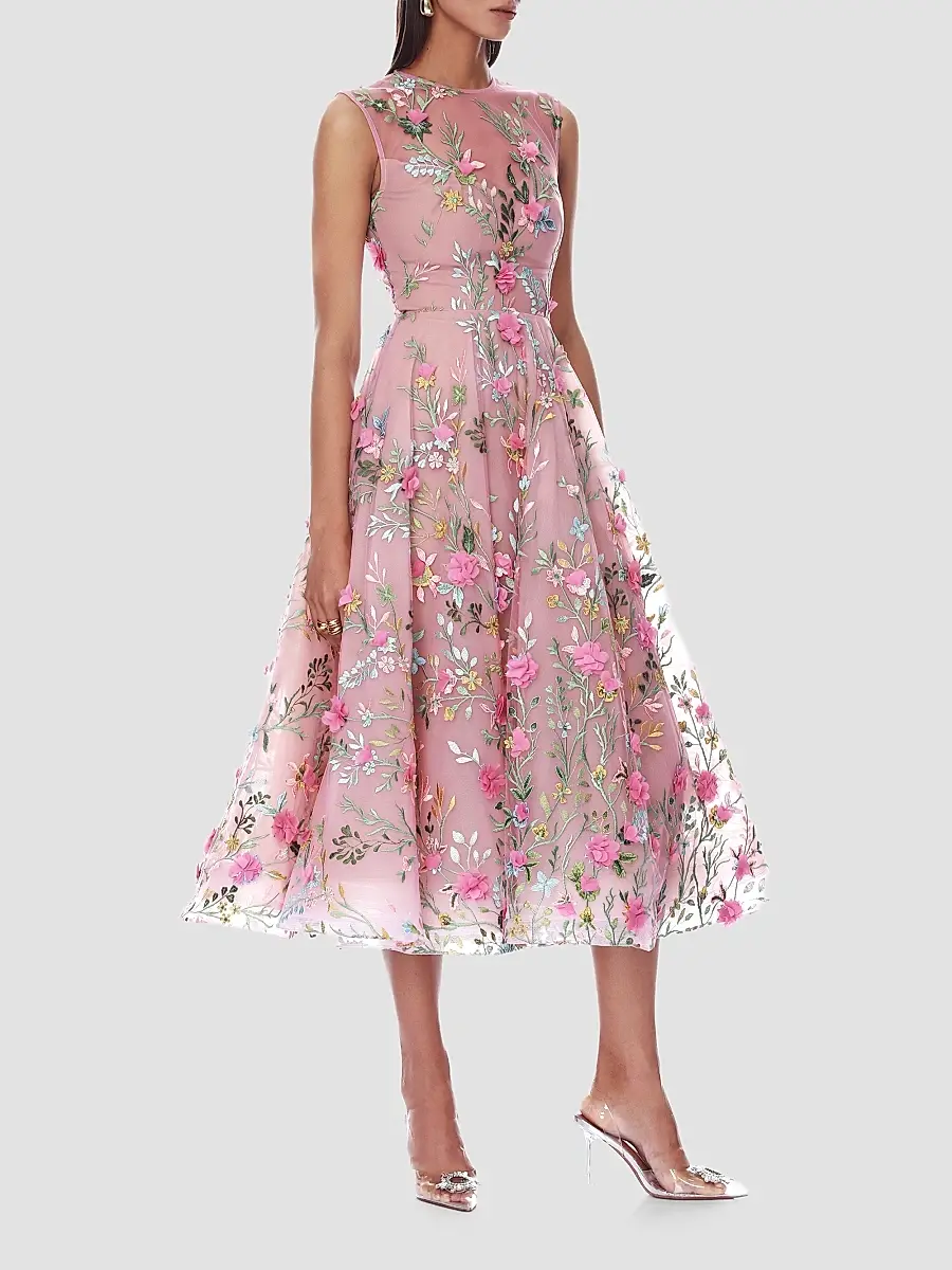 Bronx and Banco Women's Saba Blossom-Embroidered Midi Dress | Thumbnail 3 Bronx and Banco Women's Saba Blossom-Embroidered Midi Dress | Thumbnail 3