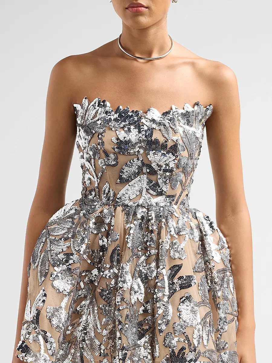 Bronx and Banco Women's Chloe Sequined Floral Strapless Mini Dress | Thumbnail 5 Bronx and Banco Women's Chloe Sequined Floral Strapless Mini Dress | Thumbnail 5