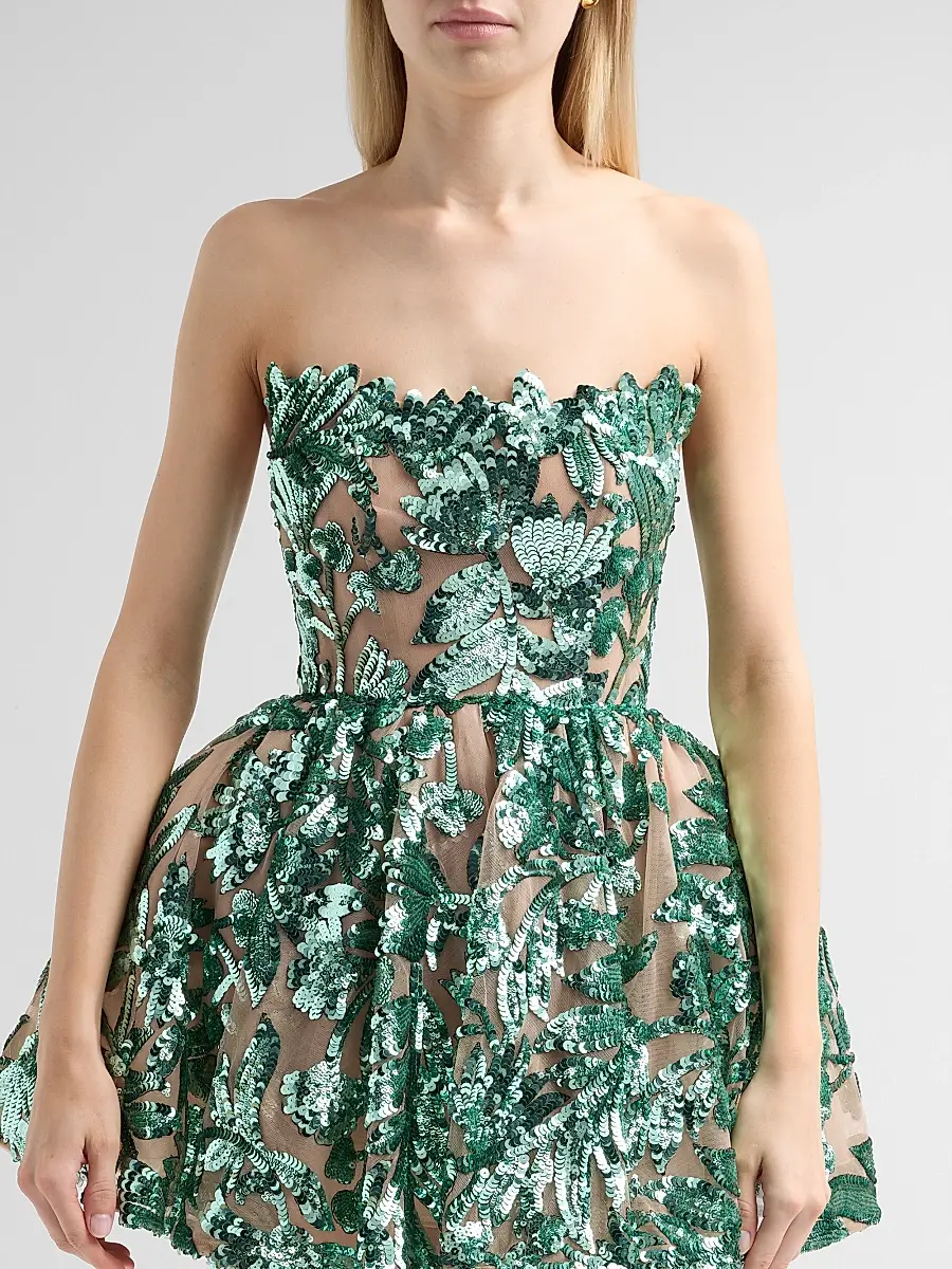 Bronx and Banco Women's Chloe Sequined Floral Strapless Mini Dress | Thumbnail 5 Bronx and Banco Women's Chloe Sequined Floral Strapless Mini Dress | Thumbnail 5