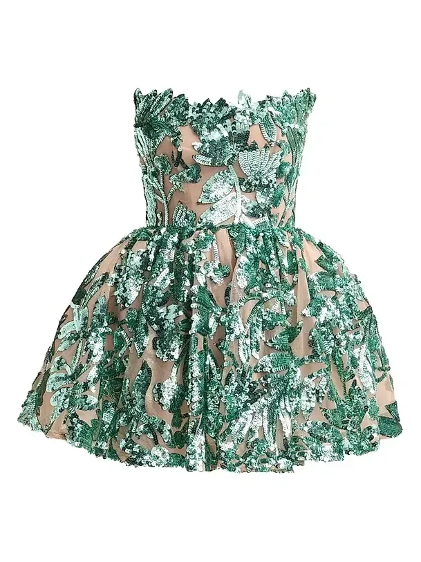 Bronx and Banco Women's Chloe Sequined Floral Strapless Mini Dress