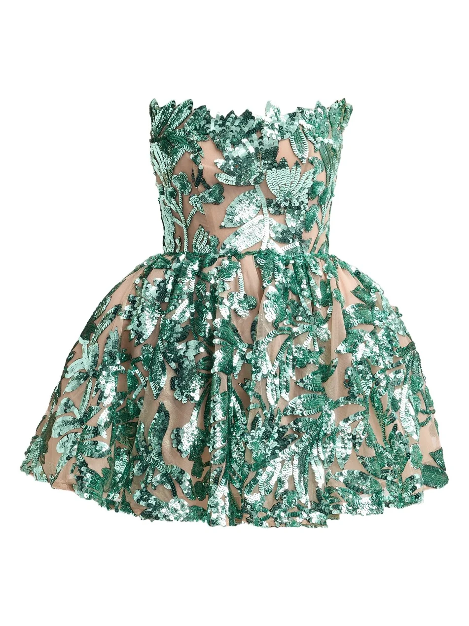 Bronx and Banco Women's Chloe Sequined Floral Strapless Mini Dress