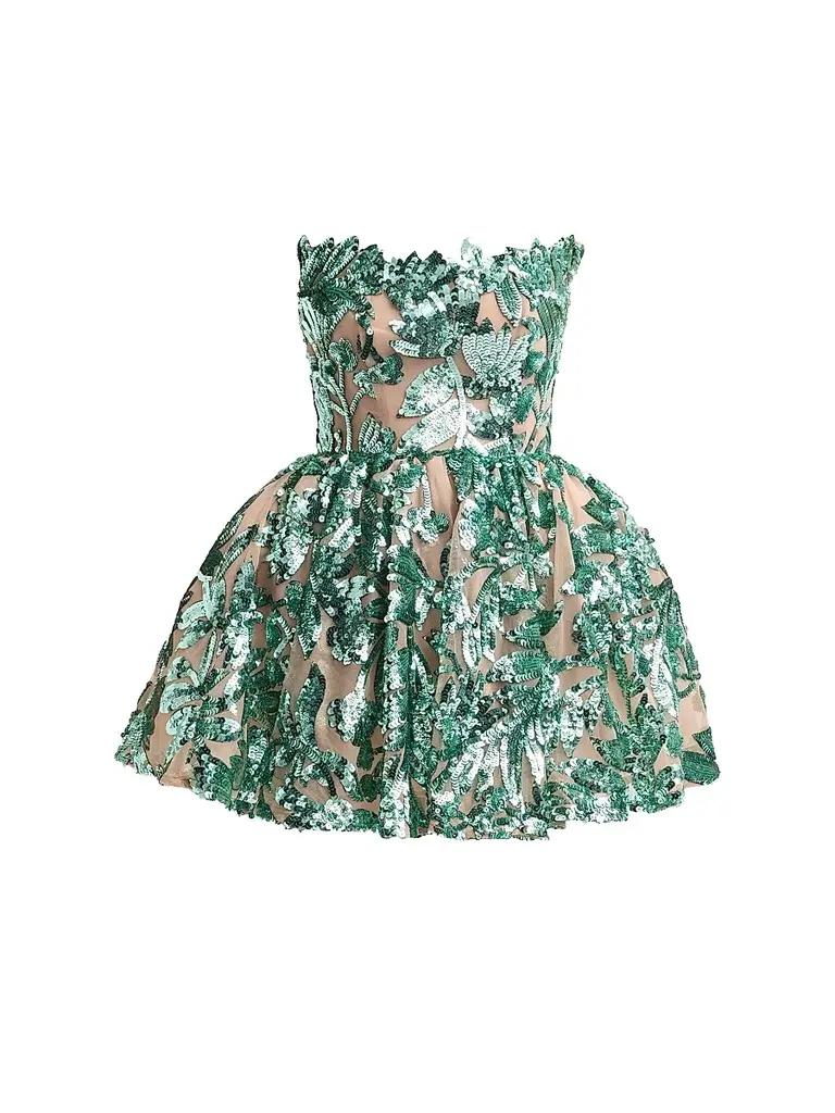 Bronx Banco Women's Chloe Sequined Floral Strapless Mini Dress - Teal | Image 1 Bronx Banco Women's Chloe Sequined Floral Strapless Mini Dress - Teal | Image 1